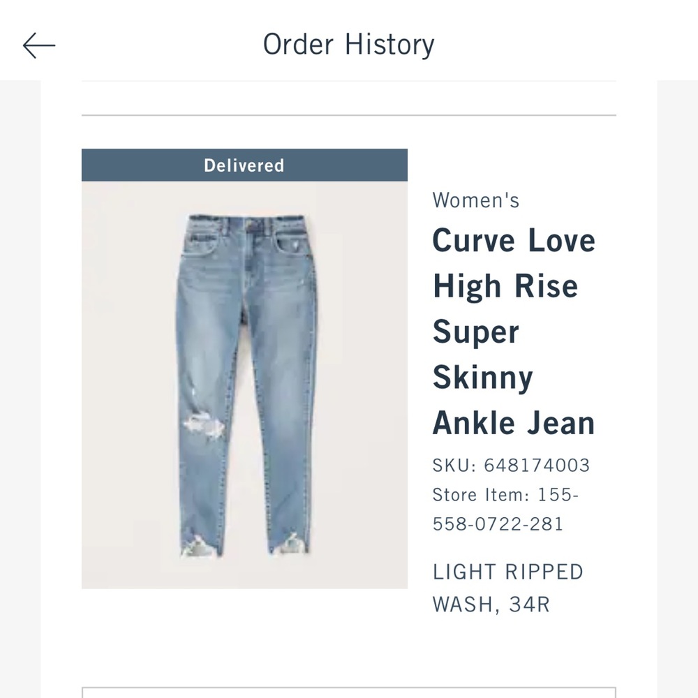 Abercrombie & Fitch Curve Love High Rise Super Skinny Ankle Jean 34R